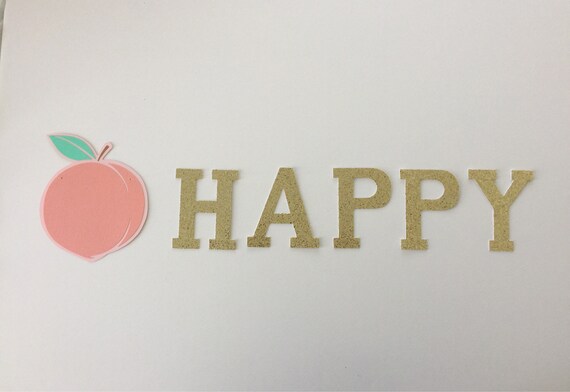 Peach Happy Birthday Party Decoration Paper Die Cut Out Fruit Etsy