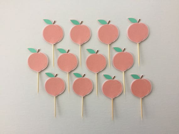 Set Of 12 Peach Fruit Cupcake Toppers Birthday Party Etsy