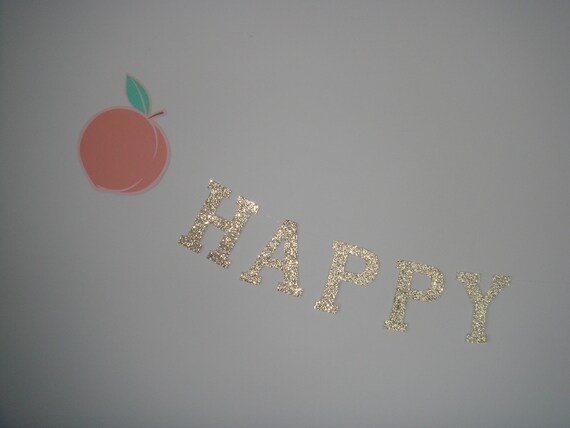 Peach Happy Birthday Party Decoration Paper Die Cut Out Fruit Etsy
