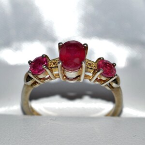 Niassa Ruby Ring, 14K Gold Overlay Sterling Silver Cocktail Ring, Size 7