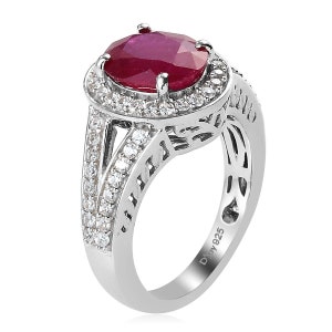 4.50 Carat 10x8mm Natural Genuine  African Red Ruby set in Platinum over Sterling Silver Cocktail Dinner Ring Size 7