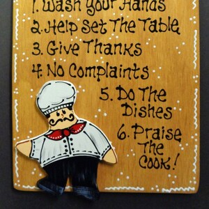 Stained Fat Chef Sign MOM&#39;S KITCHEN RULES Plaque Wall Decor Country Wood Crafts Bistro Cucino Wood Wooden  Door Hanger