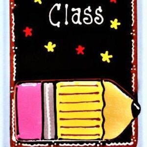 Personalize TEACHER Class SIGN Room Classroom Name Wall Door Hanger School Plaque Handcrafted Hand Painted Wood Wooden  Door Hanger