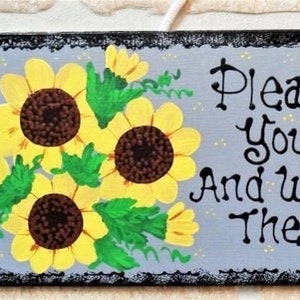 SUNFLOWERS Leave Shoes & Worries At Door SIGN Take Off Wall Art Door Plaque Handcrafted Hand Painted Country Wood Crafts Wood Wooden