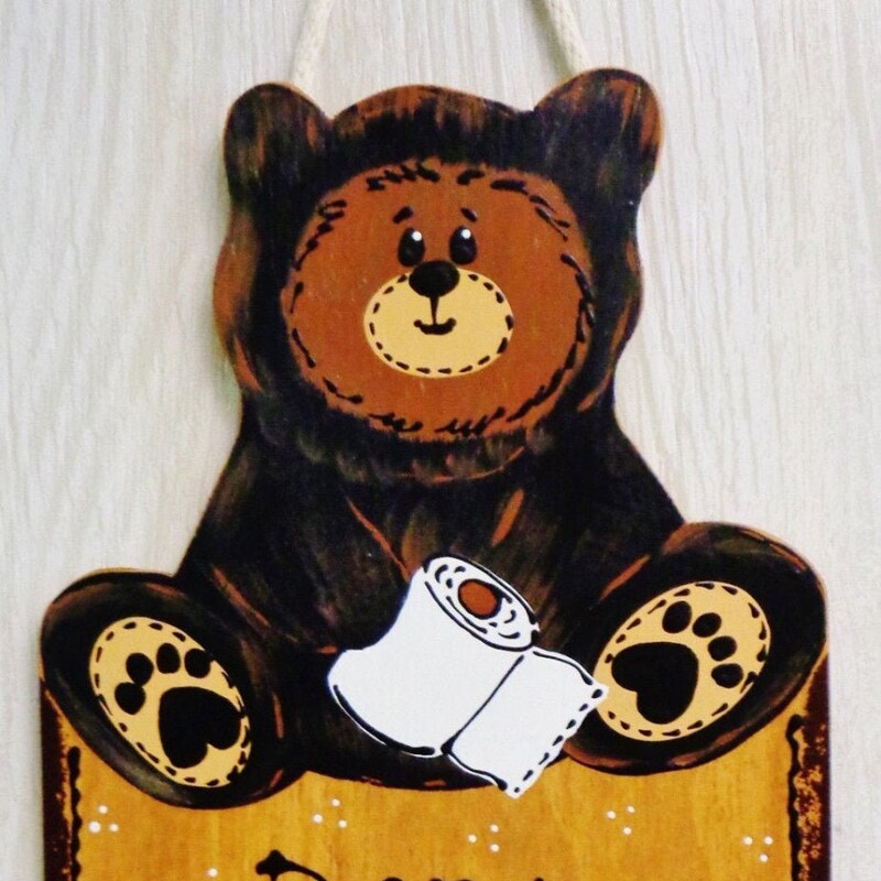 Bathroom Signs With Bear - Etsy