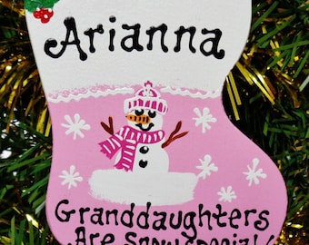 U Choose  Name-Year Personalized GRANDDAUGHTER SNOW SPECIAL Christmas Ornament Wood Wooden  Gift Tag