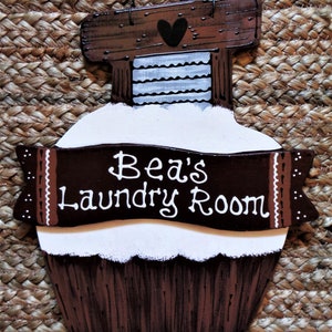 PERSONALIZED LAUNDRY ROOM Sign Scrub Tub Plaque Handcrafted Handpainted Wood Wooden  Door Hanger