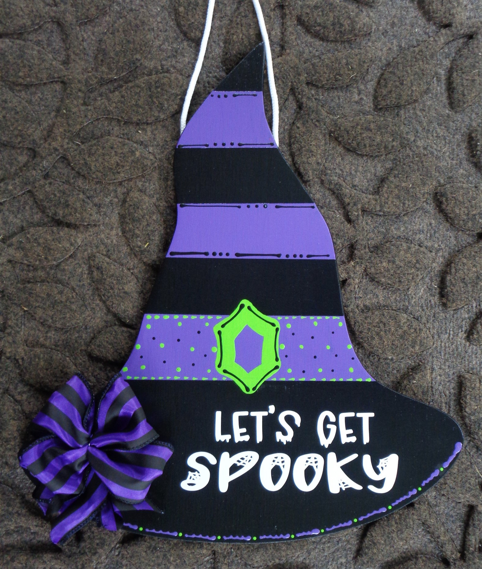 Handcrafted Witch Hat Halloween Sign: Purple & Black Fall Decor - Etsy