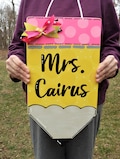 Personalized TEACHER PENCIL SIGN Name Plaque School Class Classroom Wall Hanger Handcrafted Hand Painted Wood Wooden Door Hanger