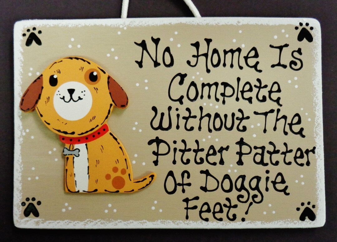 DOG Pitter Patter Doggie Feet SIGN Kennel Groomer Pet PLAQUE Pup Puppy