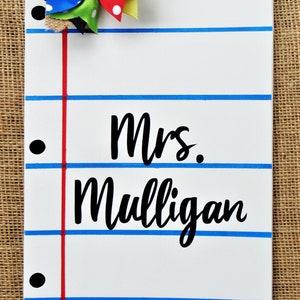 Personalized Notebook TEACHER SIGN Class Classroom Name Door Plaque School Decor Country Wood Crafts Handcrafted Hand Painted Wood Wooden