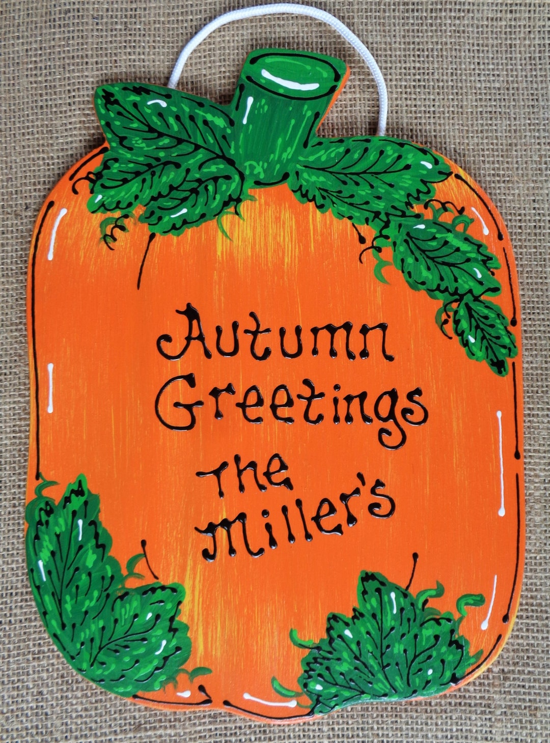 Greeter Signs Fall Personalized AUTUMN GREETINGS SIGN Pumpkin Fall Halloween Handcrafted ...