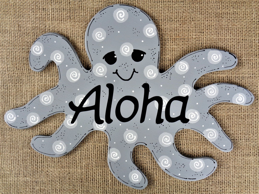 ALOHA OCTOPUS SIGN Deck Patio Pool Wall Door Plaque Backyard Tiki Bar ...