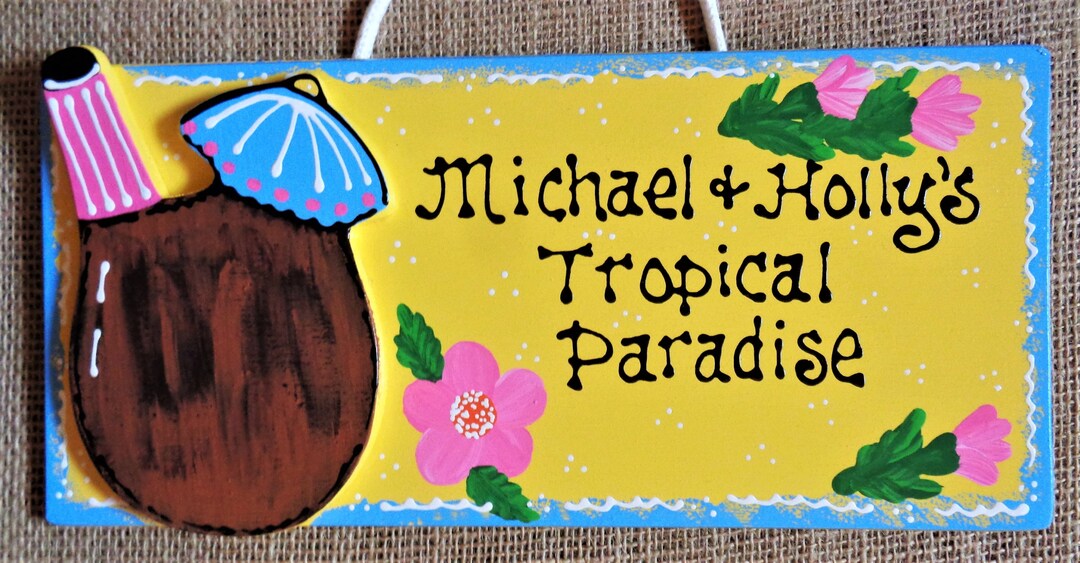 Personalized TROPICAL PARADISE Tiki Bar Name SIGN Patio Deck Hot Tub