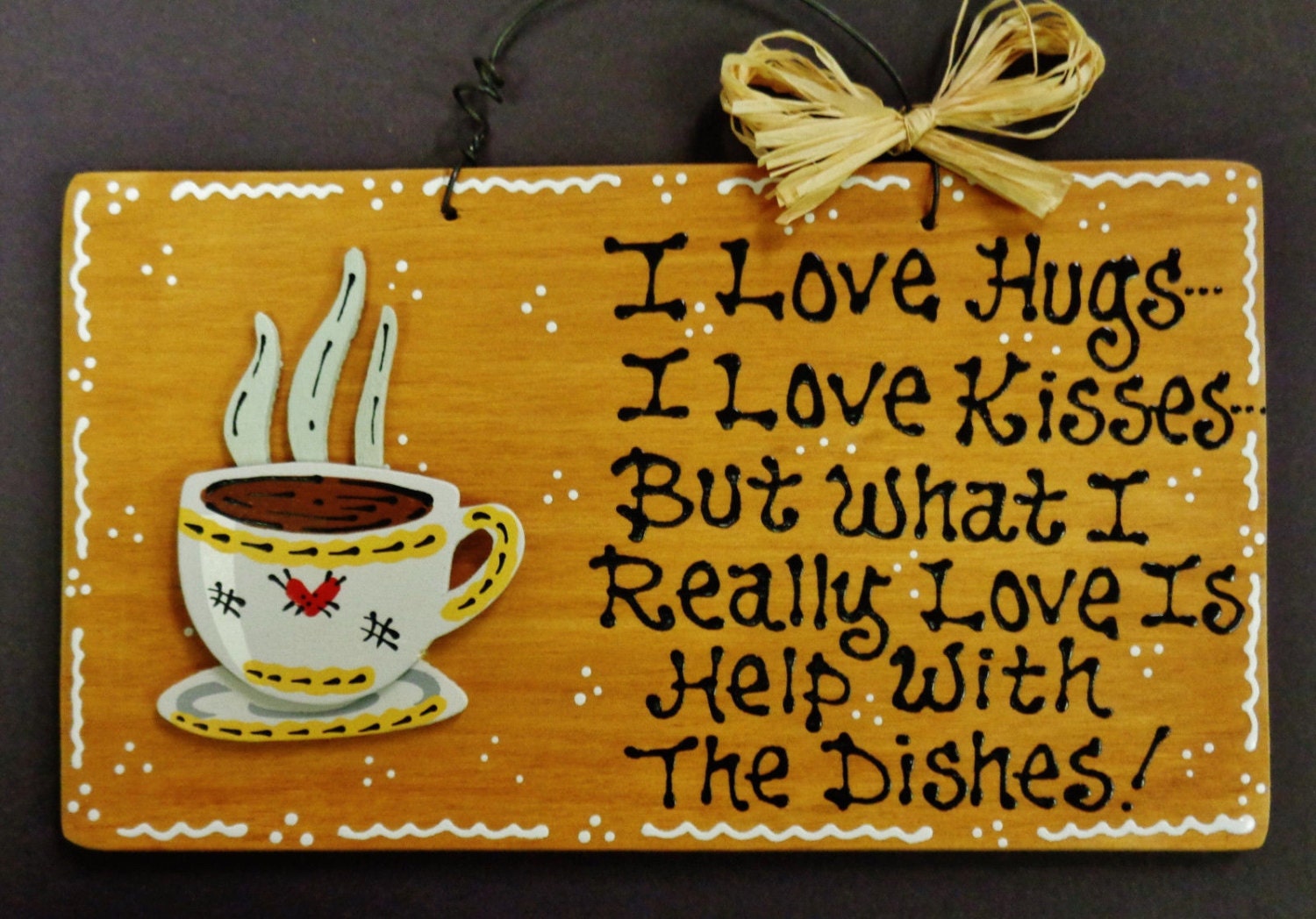 Coffee Cup Dishes Sign: Country Kitchen Wood Plaque - Etsy