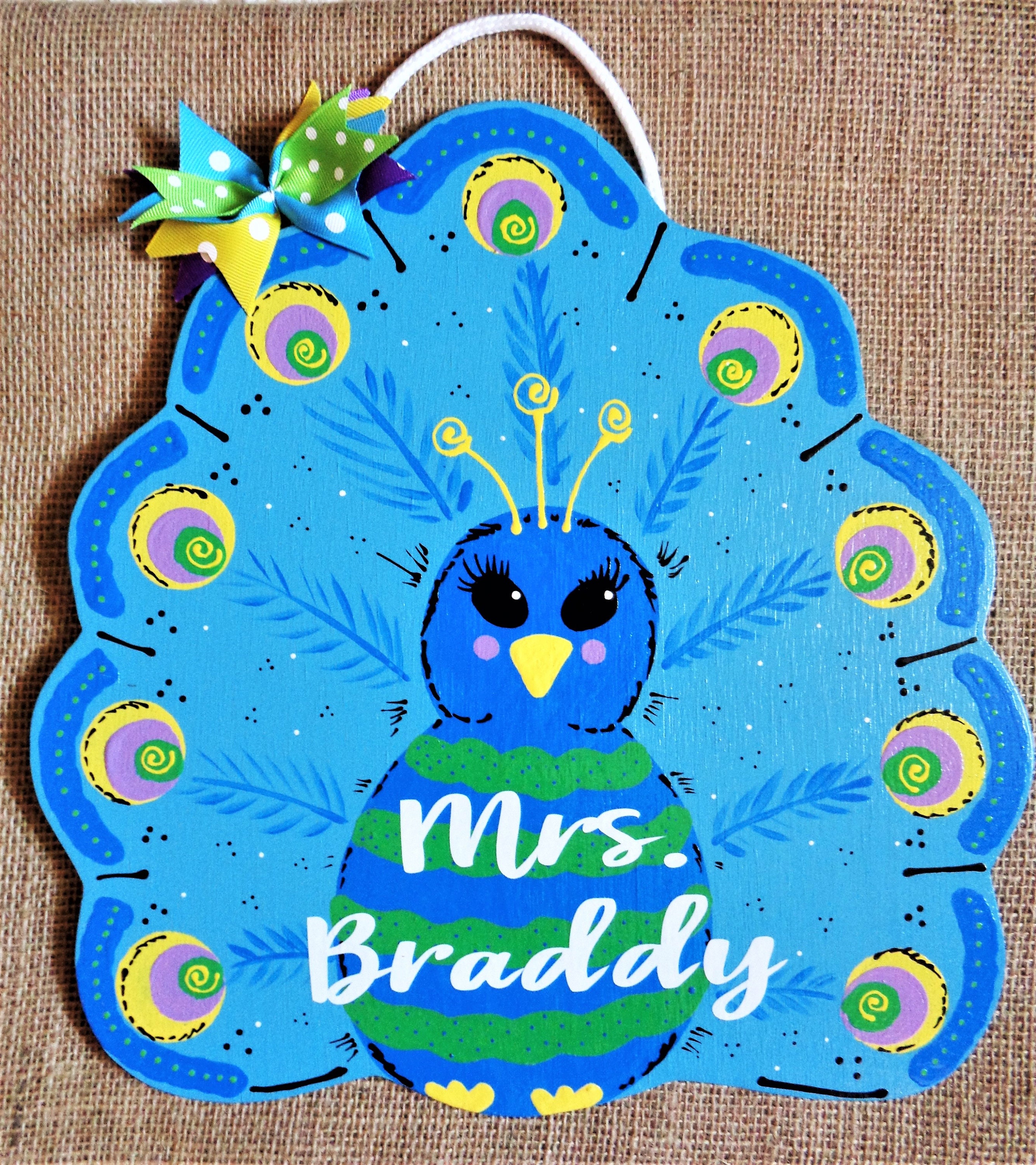 Personalize PEACOCK TEACHER SIGN Wall Door Plaque School Class - Etsy