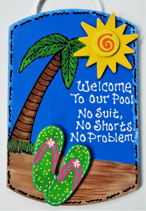 Welcome LEMON SIGN Wall Door Plaque Summer Tropical Patio Deck Tiki Bar Hot Tub