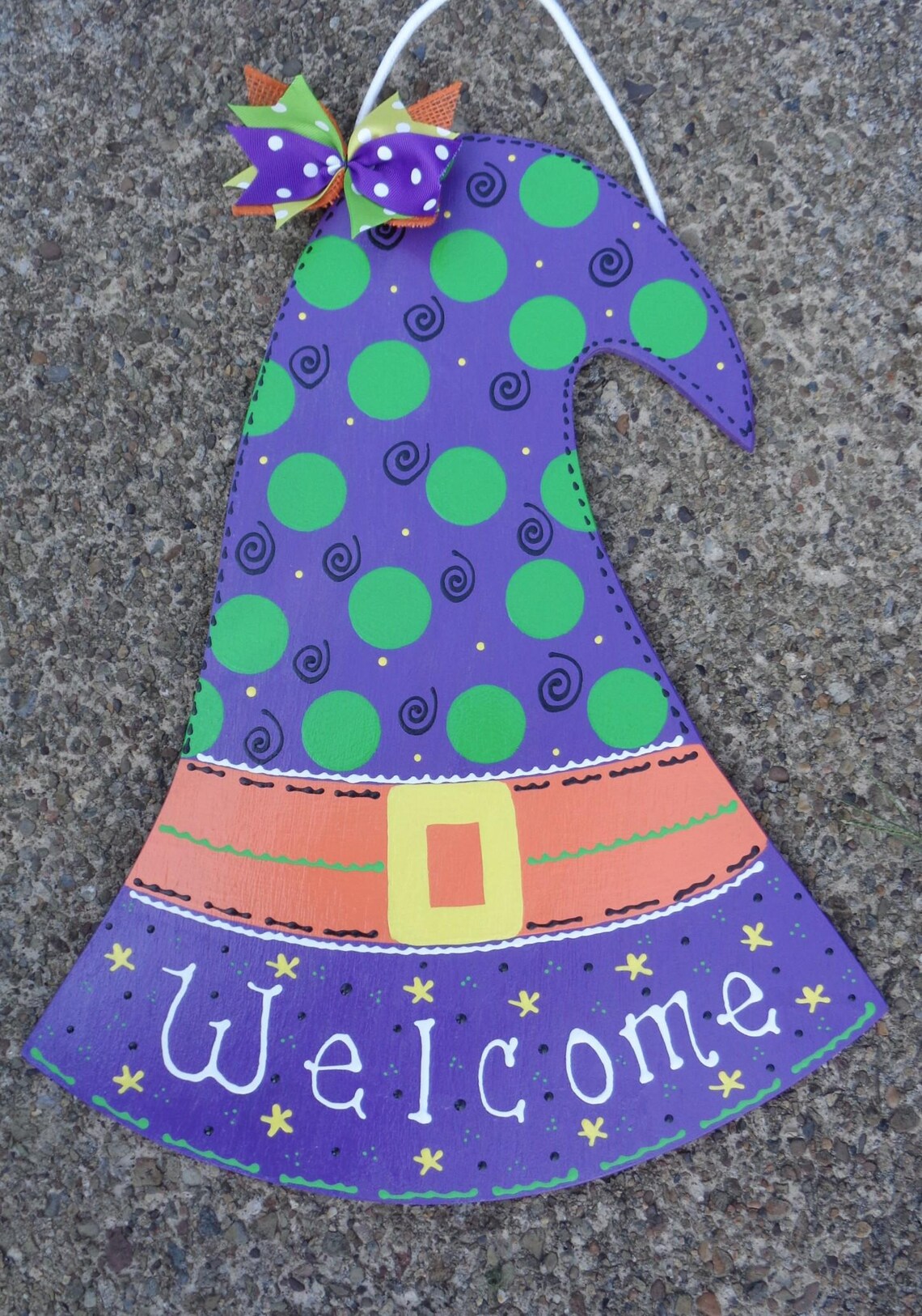 Halloween WITCH HAT Welcome Sign Wall Art Door Plaque Holiday Seasonal ...