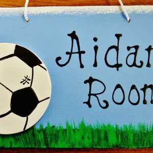 Personalized SOCCER Overlay Room Door Kid&#39;s SPORTS SIGN Name Plaque Handcrafted Wood Wooden  Door Hanger