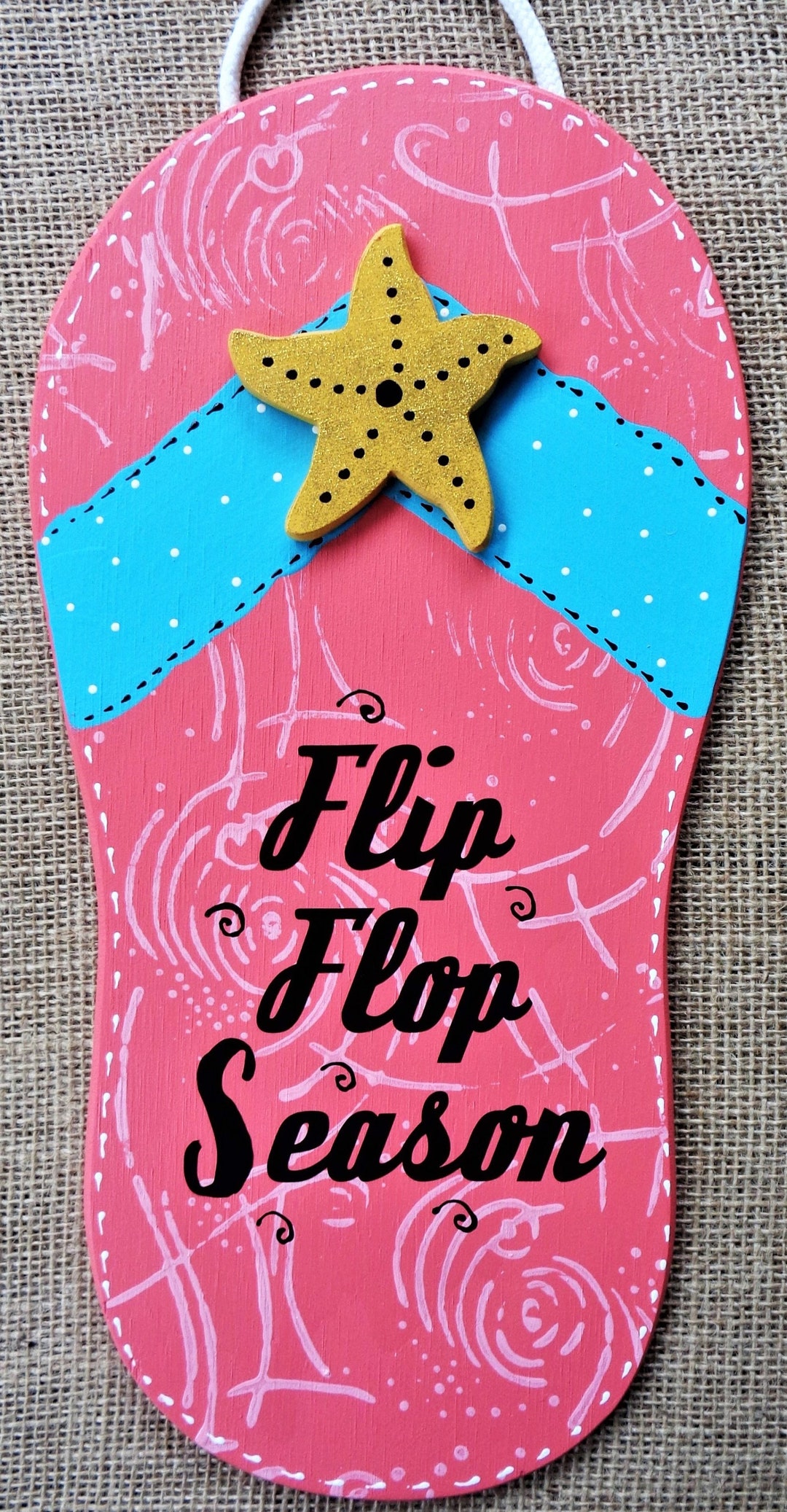 FLIP FLOP SEASON Sign Summer Wall Hanger Deck Patio Pool Tiki Hot Tub