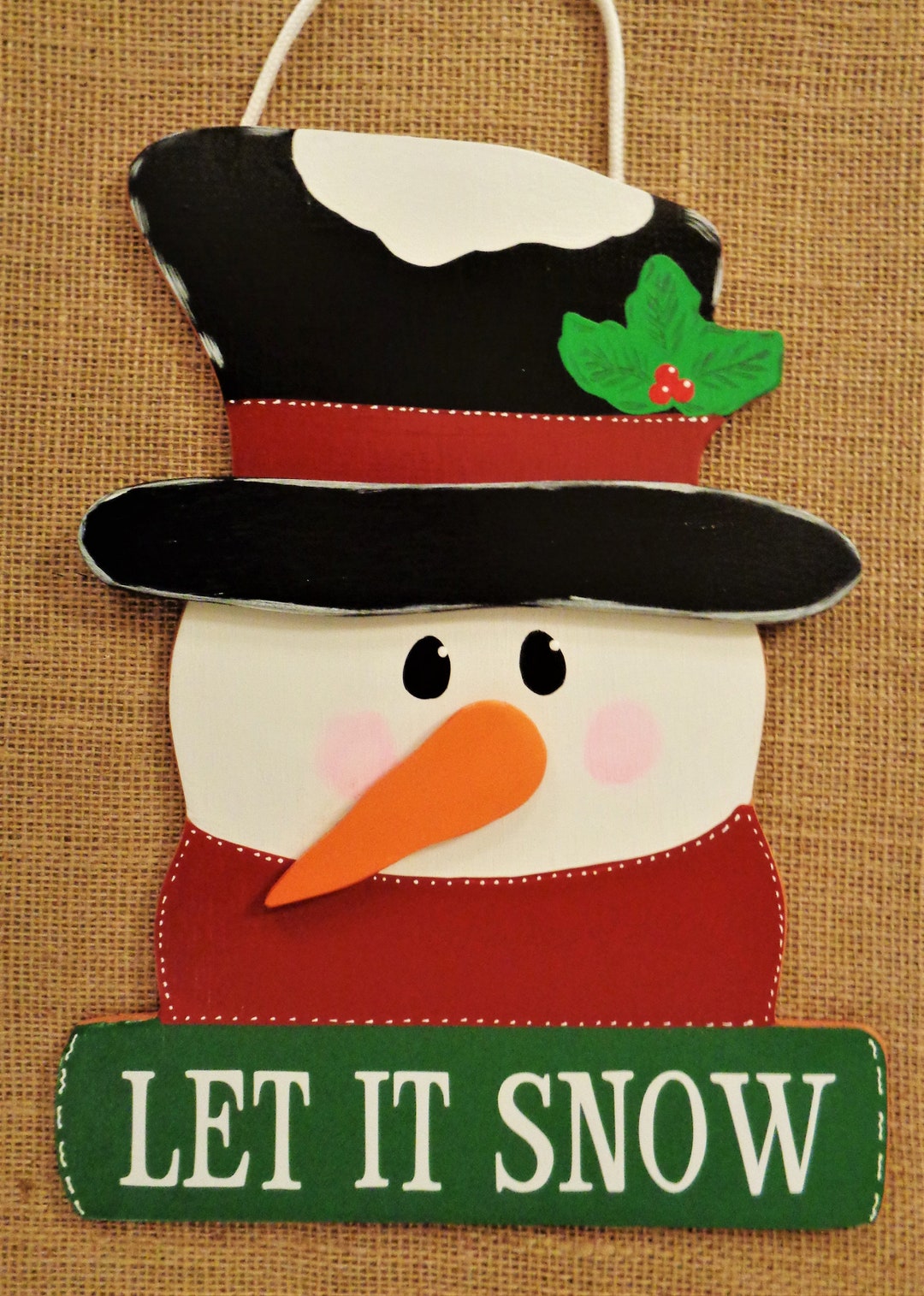 Let It Snow SNOWMAN SIGN Winter Christmas Holiday Wall Art Door Wood ...