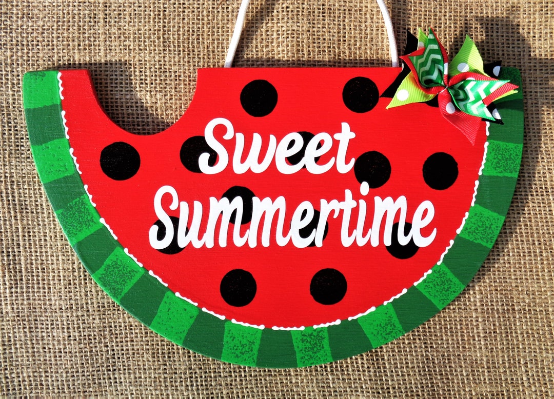 Sweet Summertime Red Watermelon SIGN Wall Door Hanger Plaque Pool ...