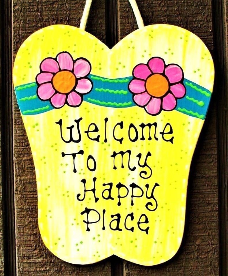 The Beach Is My Happy Place Plaque with Raised Flip Flop Accent 