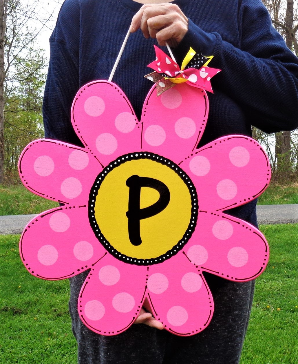 Personalized Flower Door Hanger: Hand-painted Wood Sign - Etsy