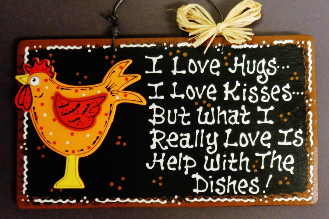Rooster Kitchen Sign: Country Chicken Decor, "help With Dishes" - Etsy
