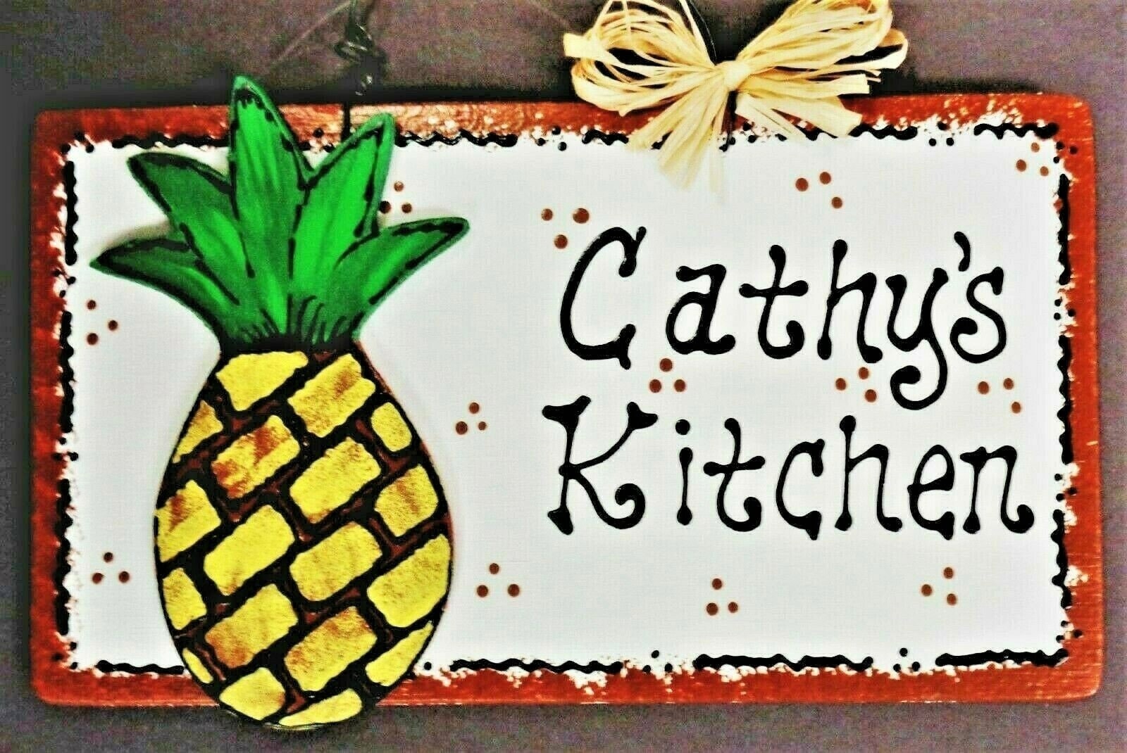 PINEAPPLE OVERLAY Personalized Name Kitchen Sign Decor TROPICAL Wood ...