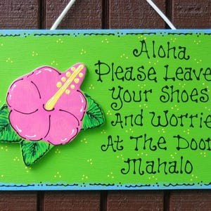 Tropical Flip Flop Sign: Aloha Mahalo, Remove Shoes - Etsy