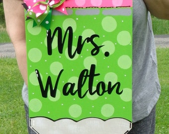 Personalized Teacher Pencil Sign: Hand-Painted Classroom Decor
