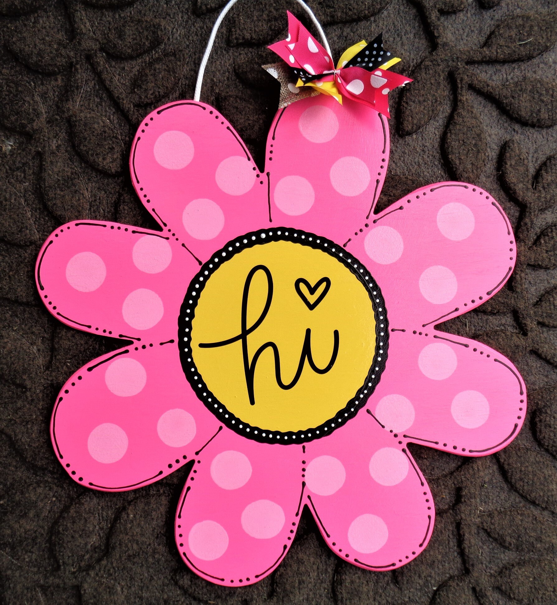 Personalized Flower Door Hanger: Hand-painted Wood Sign - Etsy