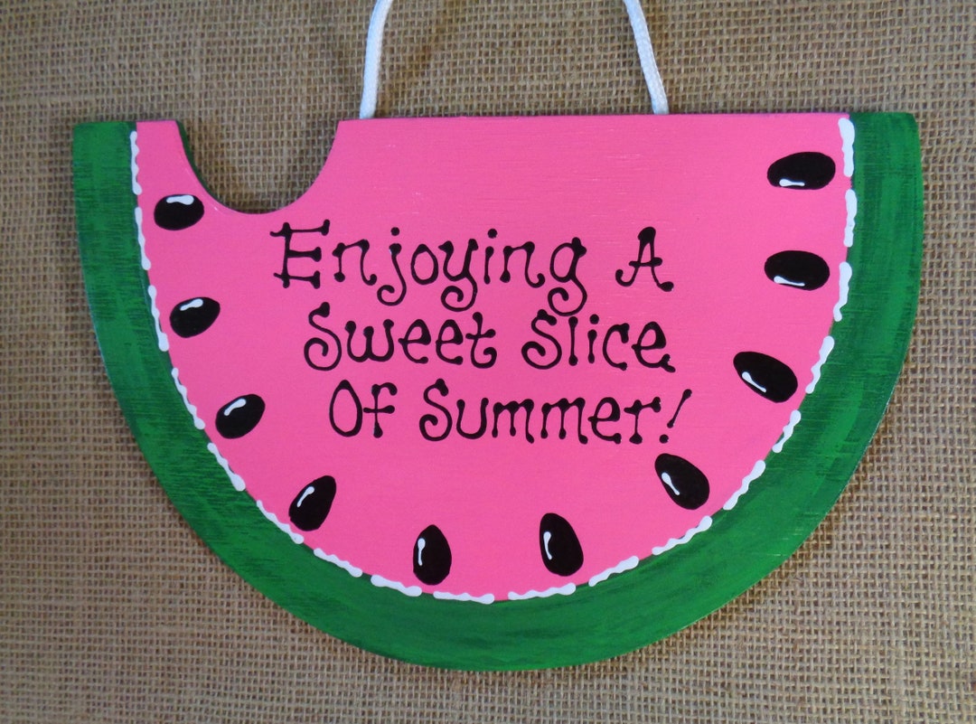 Pink WATERMELON Enjoying A Sweet Slice of Summer SIGN Tropical Porch ...
