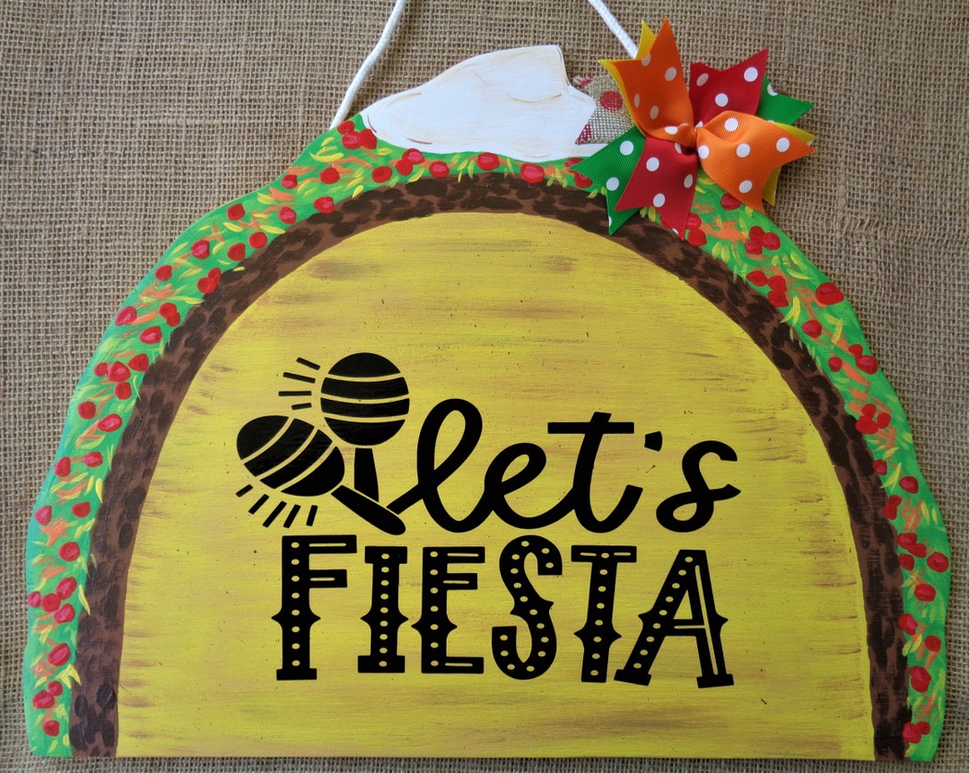 Let's FIESTA TACO Cinco De Mayo Tropical Name SIGN Tiki Bar Plaque Wood