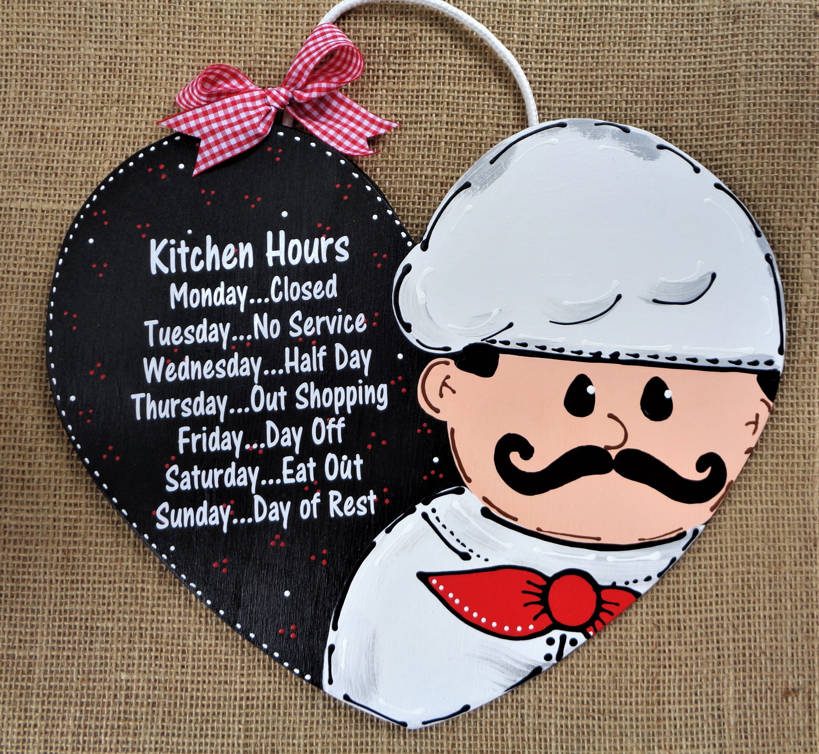 Kitchen Operating Hours FAT CHEF Heart Operating Hours Kitchen Sign Bistro Cucina Decor Wall ...