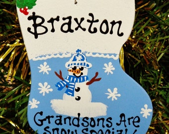 U Choose Name-year Personalized GRANDSONS ARE SNOW Special Christmas Ornament Wood Wooden  Gift Tag