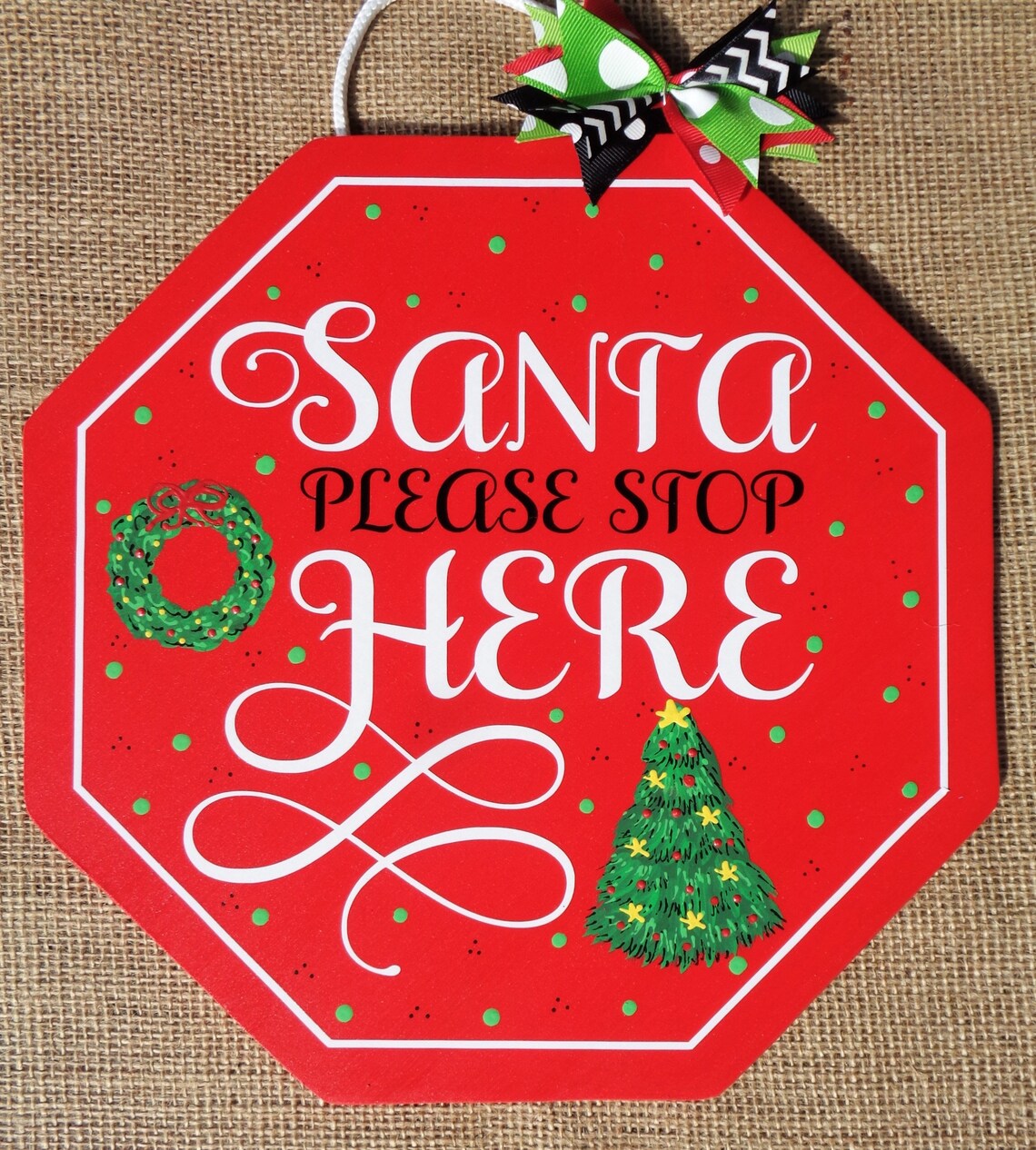 SANTA Please STOP HERE Christmas Stop Sign Wall Art Door - Etsy