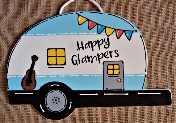 Happy Glampers Sign Camper Campsite Trailer Camp Cabin Camping Etsy