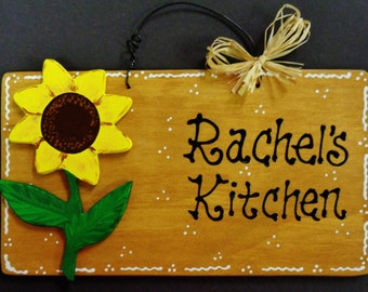 SUNFLOWER Overlay  Personalized Name KITCHEN SIGN Southwest Decor Wood Plaque Wood Wooden  Door Hanger