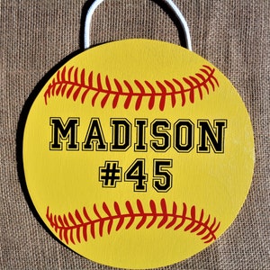 Personalized SOFTBALL  Room Sign Door Hanger Wreath Wreaths Little League T-Ball Team Name