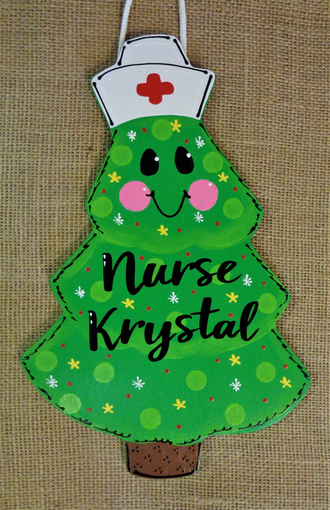 Christmas Tree Rnp Personalized Christmas Tree Winter NURSE SIGN Door Hanger Plaque Crafts ...