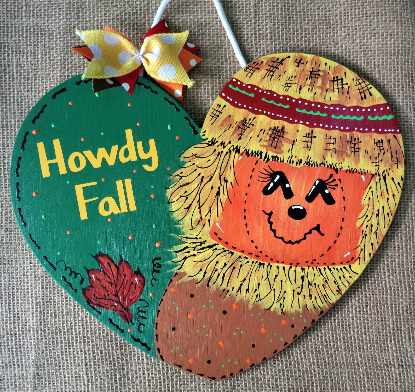 SCARECROW Howdy Fall SIGN Wall Art Door Hanging Hanger Plaque Autumn ...
