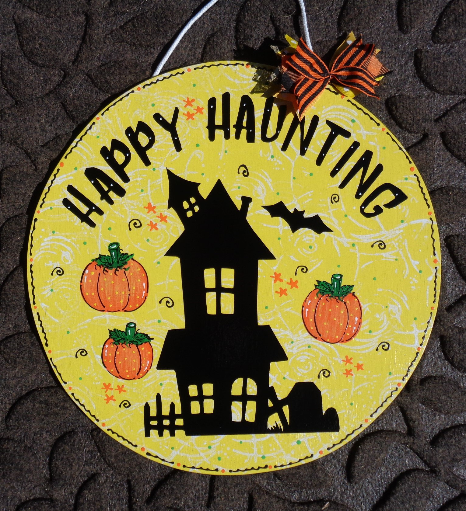 HAPPY HAUNTING Halloween Haunted House SIGN Autumn Fall Wall Door ...