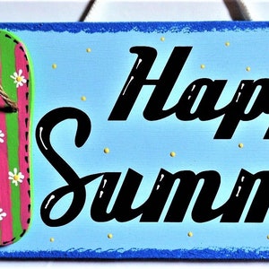 FLIP FLOPS Happy Summer SIGN Wall Hanging Plaque Home Deck Backyard Porch Pool Hand Painted Handcrafted Wood Wooden Door Hanger