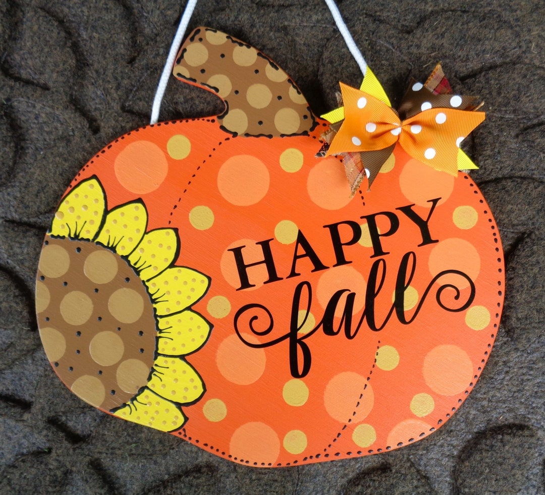 Hand Painted Pumpkin Welcome Sign: Fall Sunflower Door Hanger - Etsy