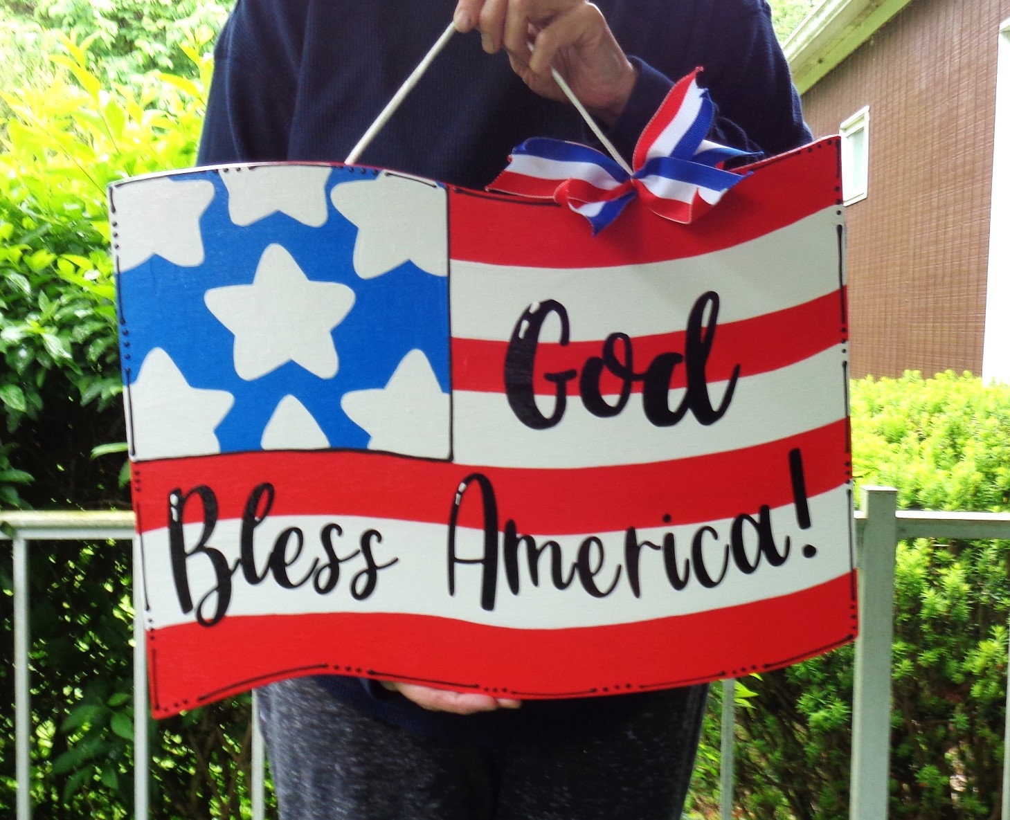 God Bless America Flag Sign: Hand-painted Americana Wood Decor - Etsy
