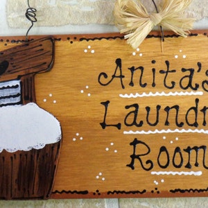 Personalized Name LAUNDRY ROOM SIGN Country Wall Plaque Handcrafted Wood Crafts Handpainted Wood Wooden  Door Hanger