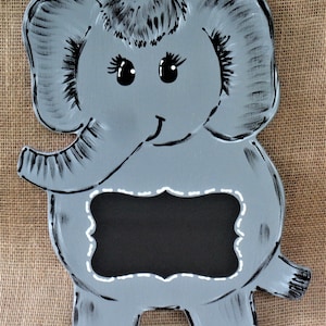 CHALKBOARD ELEPHANT SIGN Nursery Birth Announcement Wall Door Childs Room Plaque Handcrafted Hand Painted Wood Wooden Country Decor