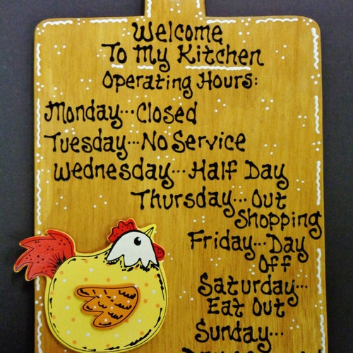 FAT CHEF OVERLAY Kitchen Hours Sign Plaque Country Wood Wall Etsy